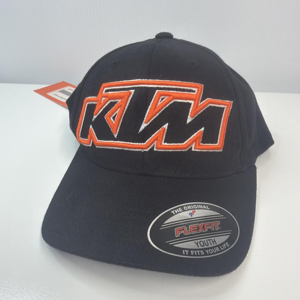 KTM Racing Off Road Flexfit Brushed Twill Black Youth Kids Motocross UPW139860